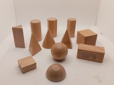 Holz Geometrisch 3D Massiv Formen Set 12 Stück Montessori Sensorisches Lernen