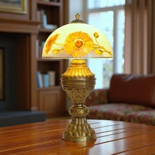 Art Deco Lamp Pairpoint Brass Lamp "Sunflowers" Country House Table Lamp
