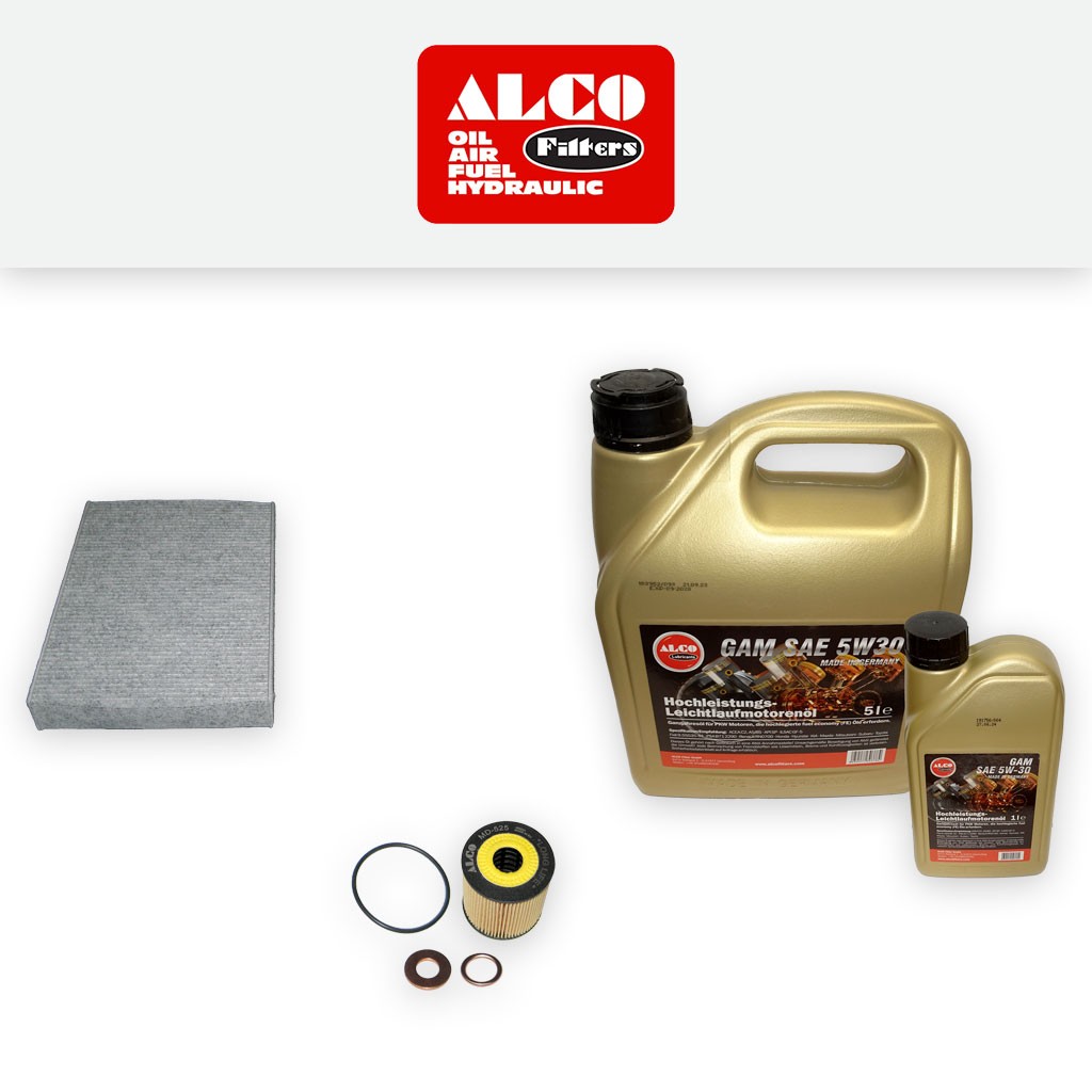 SERVICE KIT for PEUGEOT 508 2.0 HDI ALCO OIL CABIN FILTERS with OIL (2010-2018)