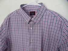 UNTUCKit Shirt Mens XL Pink Blue Check Button Front Wrinkle Free Cotton Casual