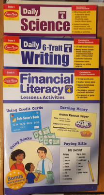 Evan-Moor Daily lot - Financial Literacy, 6-Trait Writing, Daily Science Grade 4