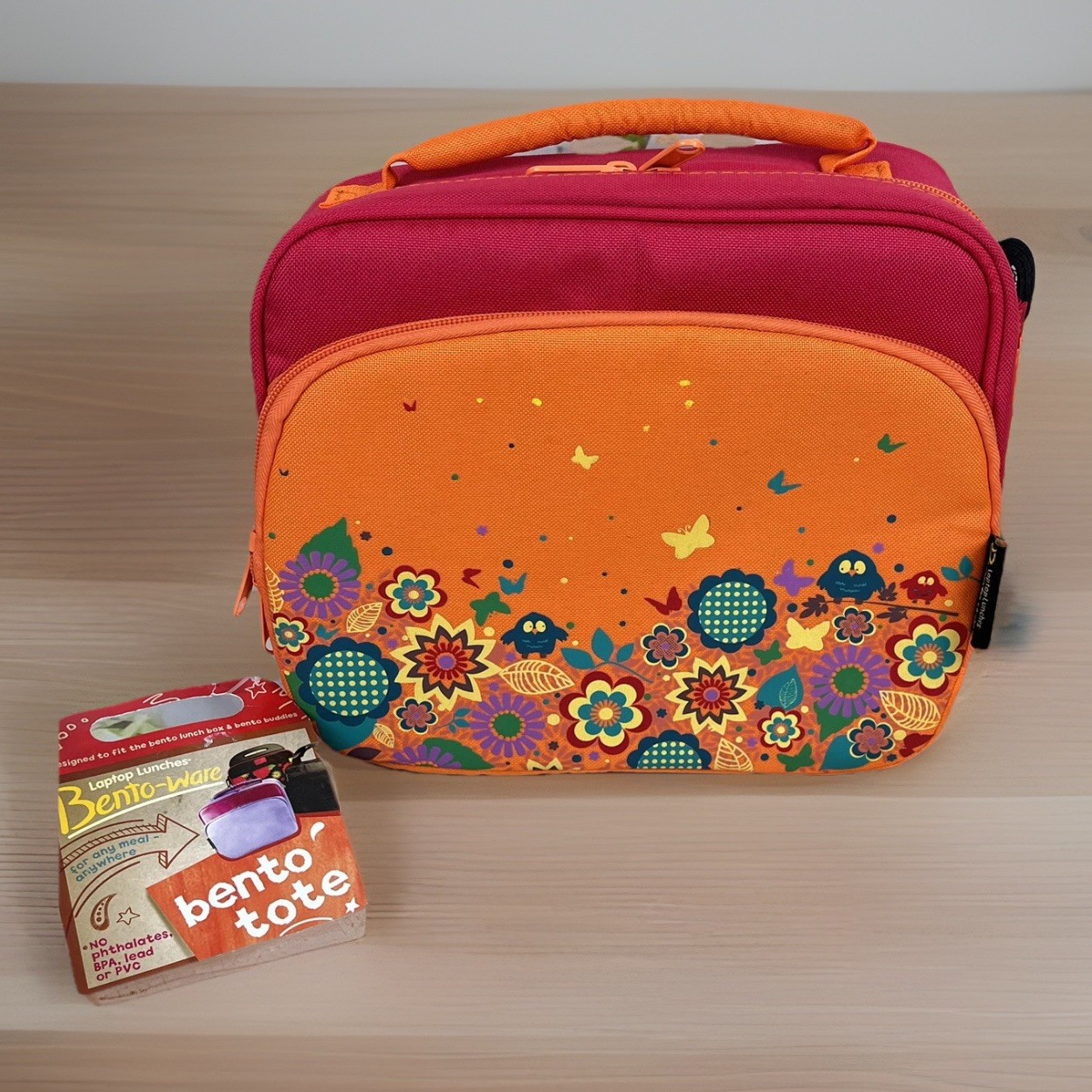 Laptop Lunches Insert Orange Pink Design Flowers Birds New