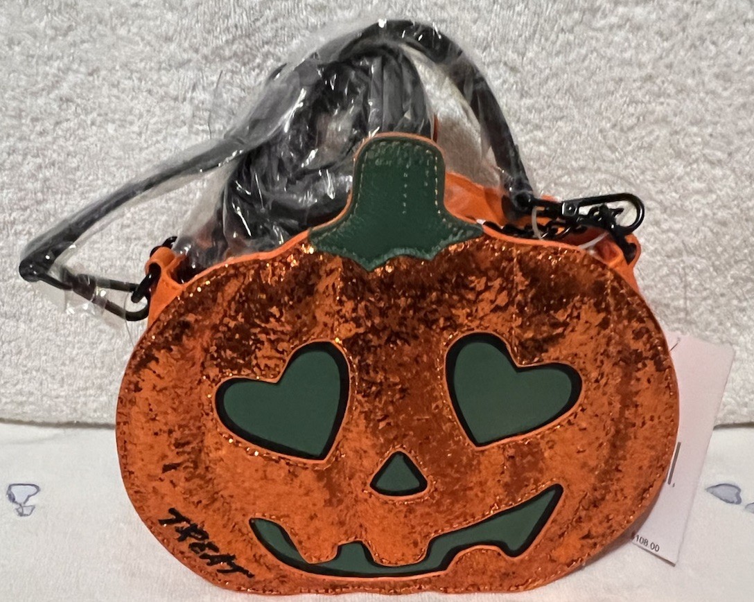 Betsey Johnson Trick Or Treat Orange Pumpkin Double Sided
