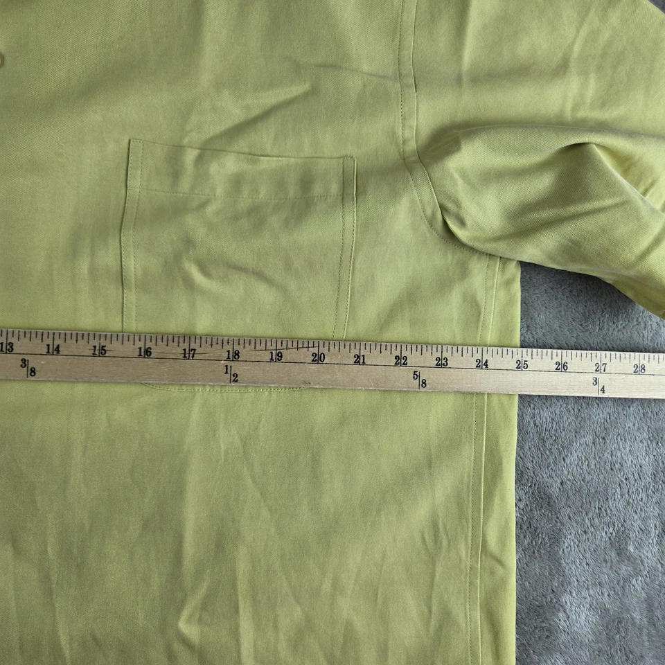 Camisa de campamento Joseph Abboud para hombre XL amarilla verde mezcla de seda manga corta vacaciones Foto 4 de 4