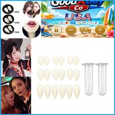 9 Pairs Vampire Teeth Fangs 3 Sizes 13mm 15mm 17mm Resin Adhesive Pellets
