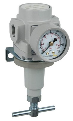 PneumaticPlus SAR400TN04BG Compressed Air Regulator 1/2'' NPT, THandle, Gauge ...
