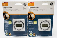 GE Indoor Digital 7-Day Programmable Timer set x2 #15089 New Sealed