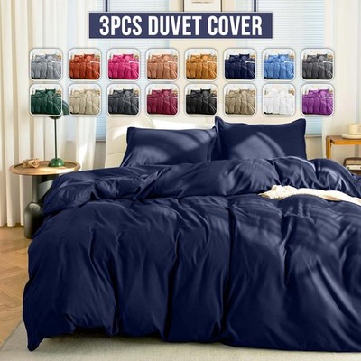 Luxury Duvet Cover Set Soft Reversible Textured Bedding Quilt Cover King Size