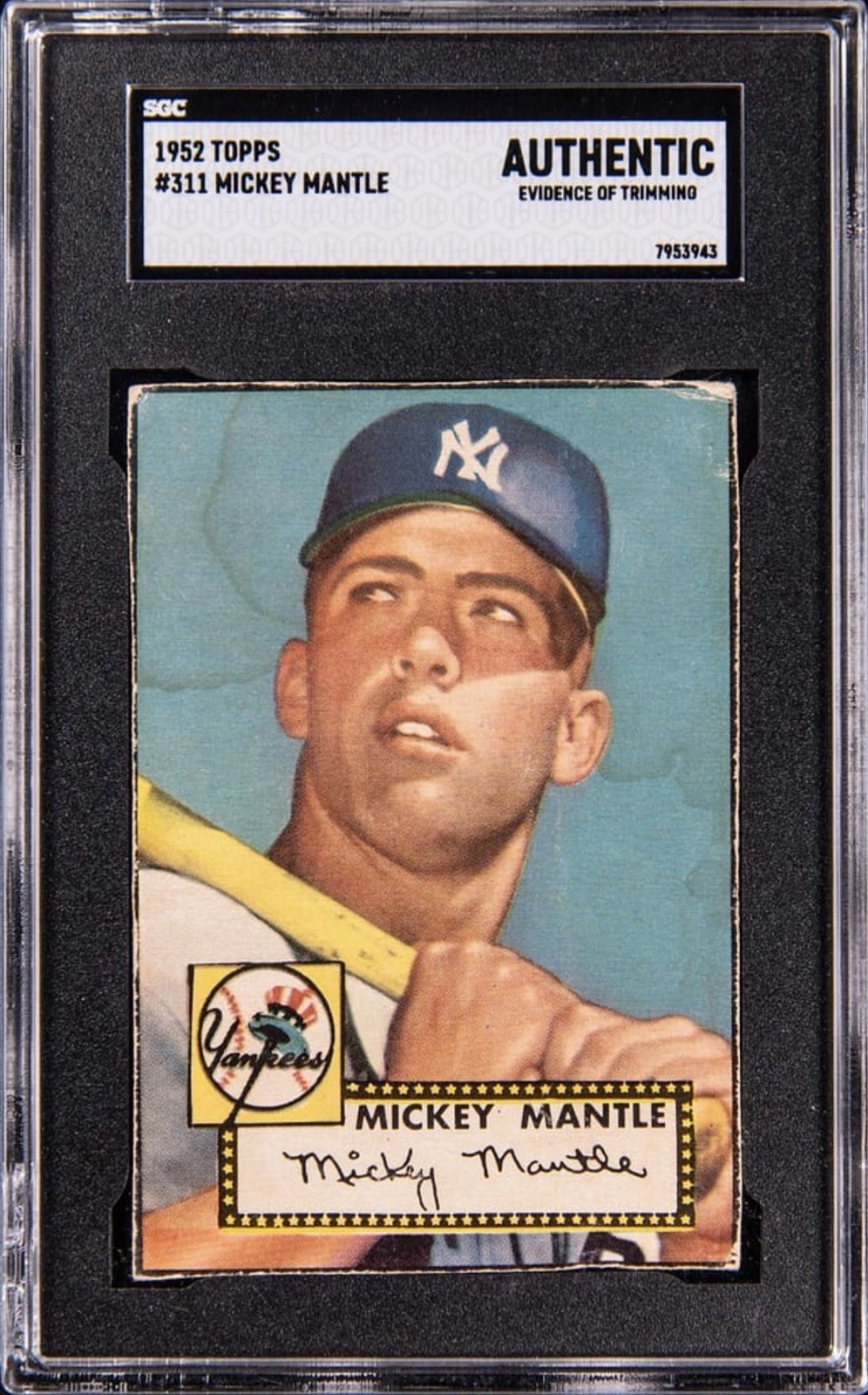 1952 Topps Mickey Mantle Iconic High Number #311 Yankees HOF GOOD COLOR SGC AUTH