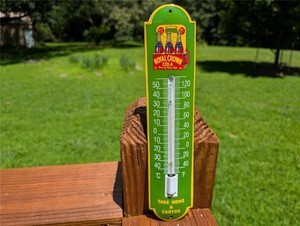 THICK PORCELAIN ROYAL CROWN SODA THERMOMETER SIGN TAKE HOME A CARTON RC SODA POP