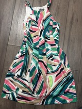 Vince Camuto Fit & Flare Floral Dress Womens Size 6 Sleeveless Zip High Neck