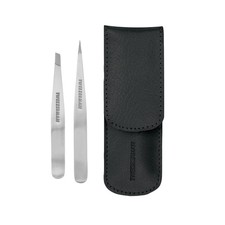 Tweezers Set Petite with Travel Case Point and Slant Tweezerman Black