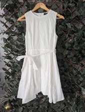 Naanaa White Sequin Mini Dress UK 10 Party Evening Belted Sleeveless Zip Back