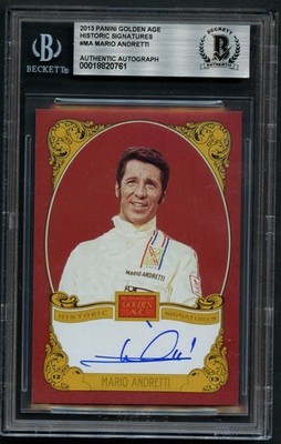 Mario Andretti signed autograph 2013 Panini Golden Age Indy Car Racer BAS Slab