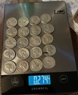 20 Washington silver quarters.$5 face value.50s@60s.good condition.90%silver.