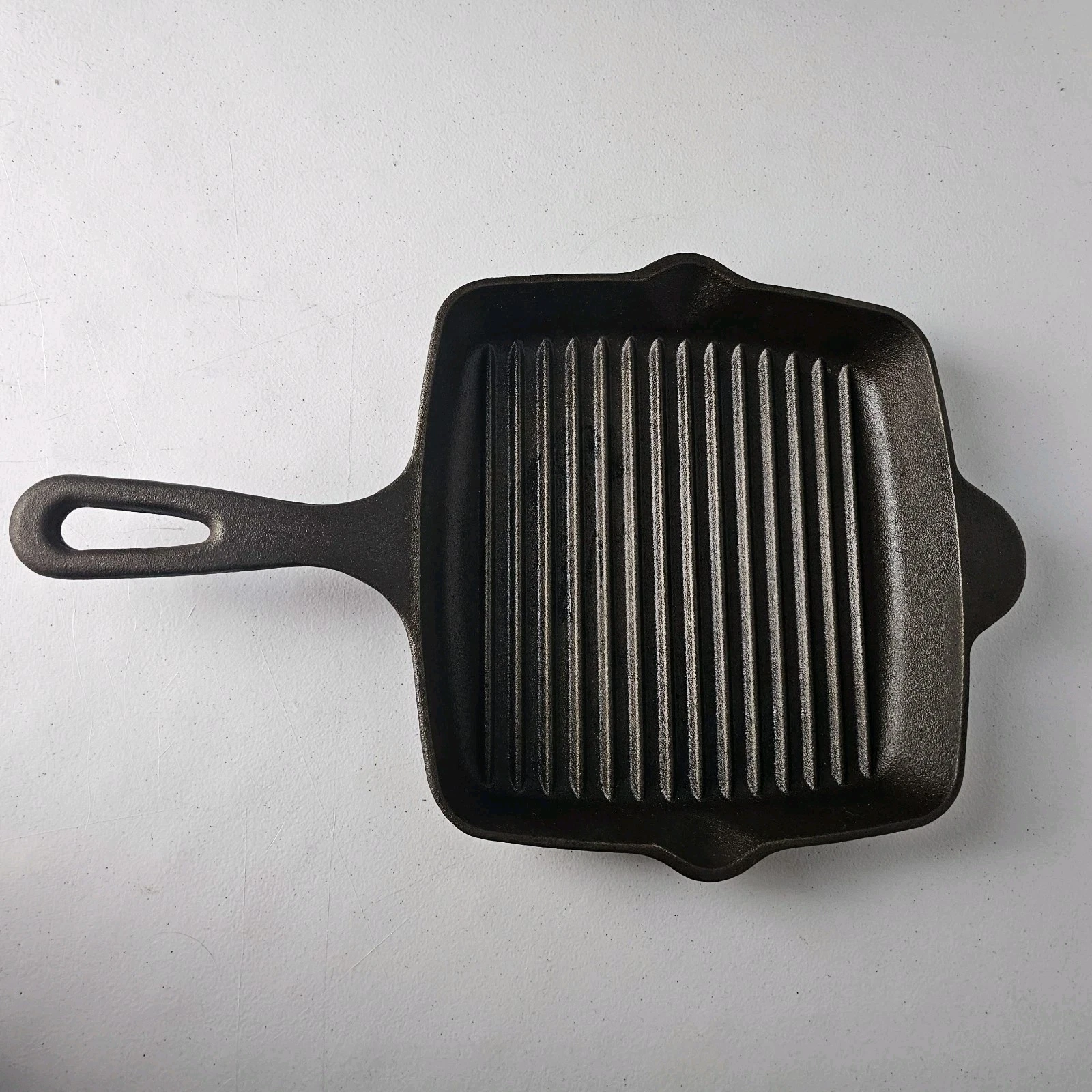 RESTORED Cast Iron Square Frying Pan Skillet Square Unmarked 10x10 SEASONED