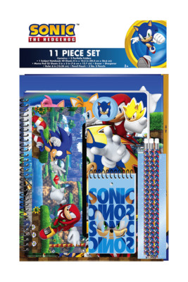 SONIC the HEDGEHOG 11-Piece Notebook & Folders Stationery School Supply Set NWT