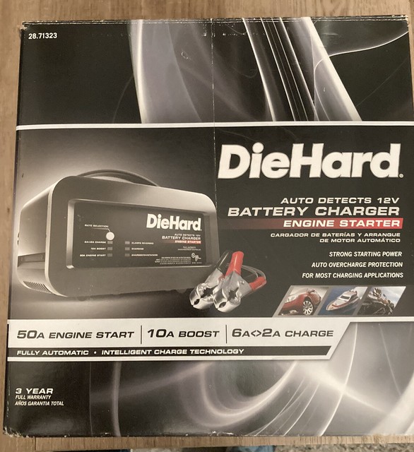 DieHard 71323 Shelf Smart Battery Charger Engine Starter 12 Volt 2/6A