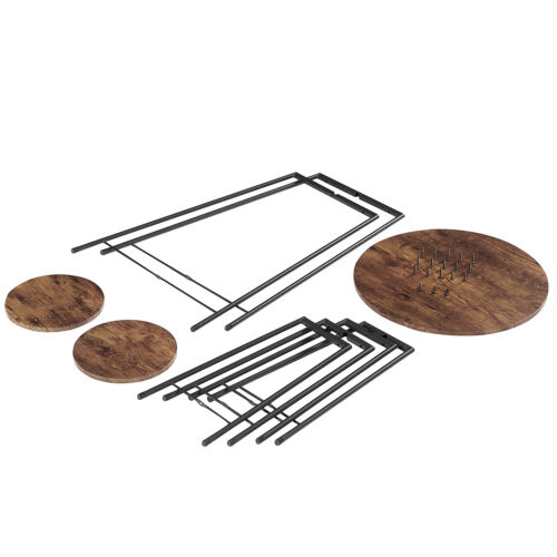 3 Piece Pub Table Set 2 Stools Breakfast Outdoor Round Bar Dining Table Set - Picture 13 of 36