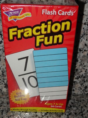 Trend Fraction Fun Flash Cards-96 Cards-Wholes Through Twelfths-New In Pkg.