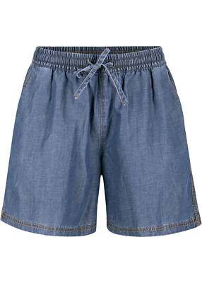 Leichte Denim Shorts mit Leinen und Bequembund extra weit Gr. 38 Blau Denim Neu