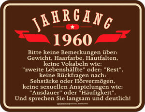 Blechschild 60 Geburtstag Jahrgang 1960 Cooler Spruch Witzig Geschenk 22x17 Cm Ebay