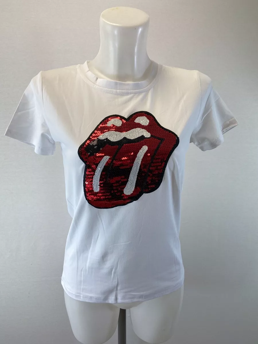 rolling stones t shirt women's sequin
