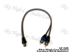 Sky High Car Audio Twisted 2 Male 1 Female RCA Splitter Cables OFC 2M1F