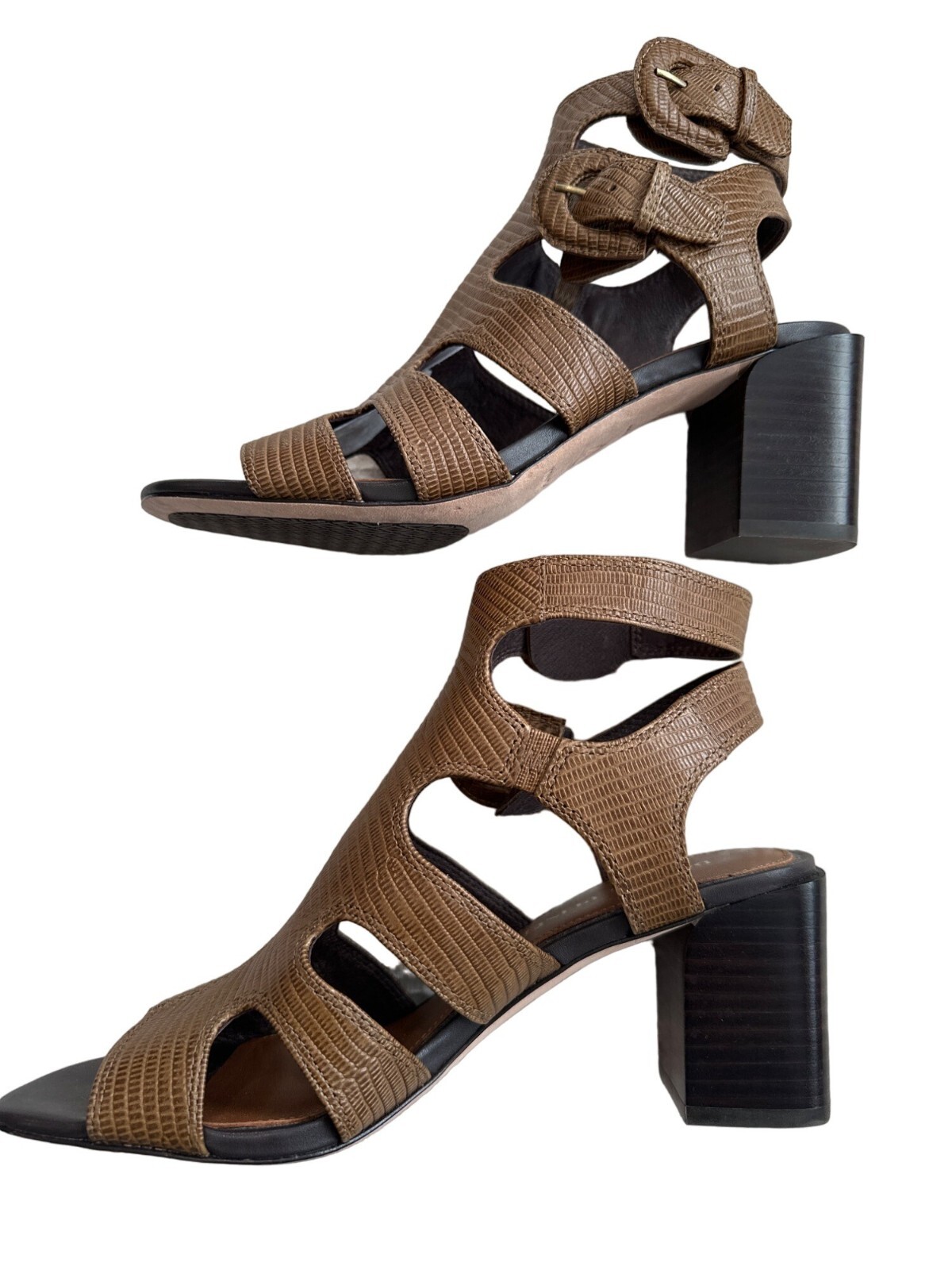 Donald Pliner Phyllis Brown Leather Strappy Heel Sandal Women Size 8 MSRP $248