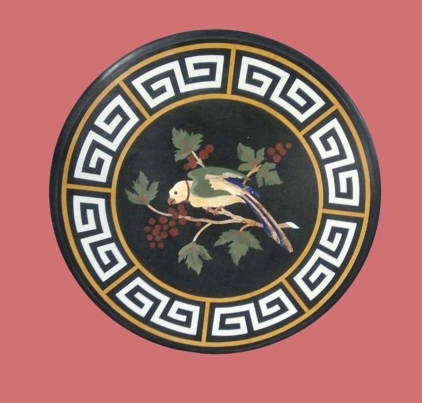24-inch marble semi-precious stone inlaid round table top for elegant home decor