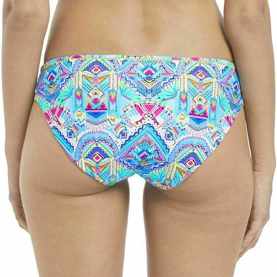 Freya New Native Bikini Brief Plus Size 2XL 18 20 Blue Pink Tribal Bottom 3533 - Image 3 of 4