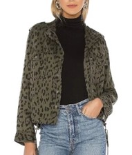 Rails Collins Leopard Utility Jacket Womens Size M Lyocell Linen Blend $218