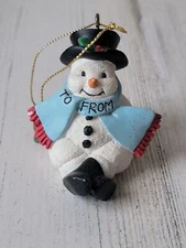 Snowman to from ceramic mistletoe ornament Xmas decor