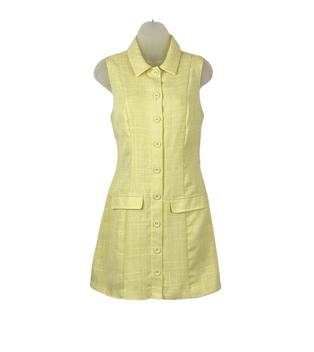 ワンピース sheller gold button box pleated tweed Double-Breasted Textured Dress With Decorative Gold Buttons