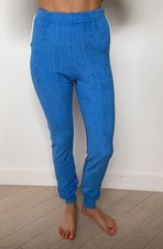 Vintage 70s Blue Track Pants Jogger Terry Towelling UK 6 - 8 XS