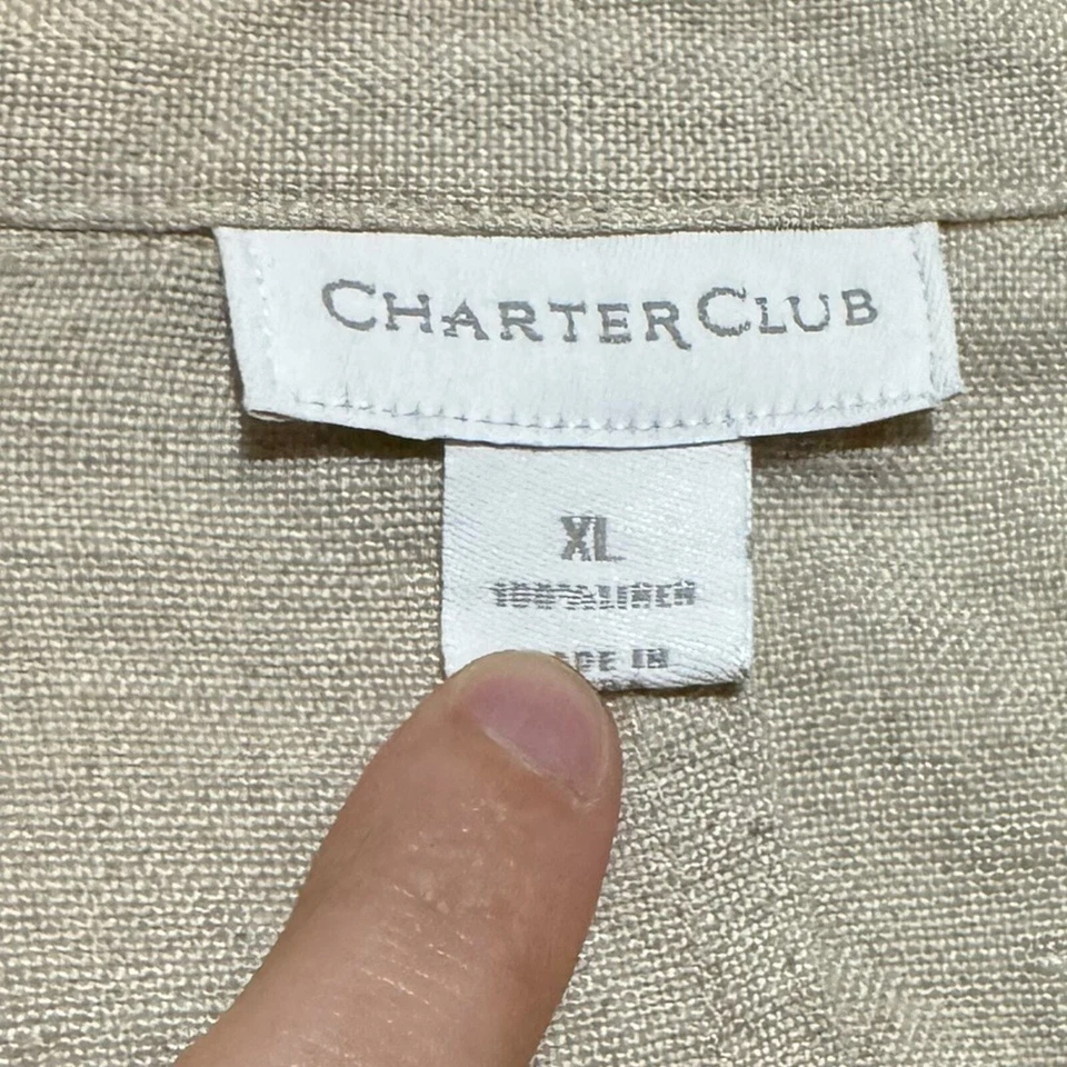 Blazer chaqueta Charter Club color crema tostado 100 % lino para mujer talla XL Foto 3 de 4