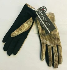 Touchpoint Smart Gloves S/M Gold Snakeskin Leather Back For Sensitive Tech FU40
