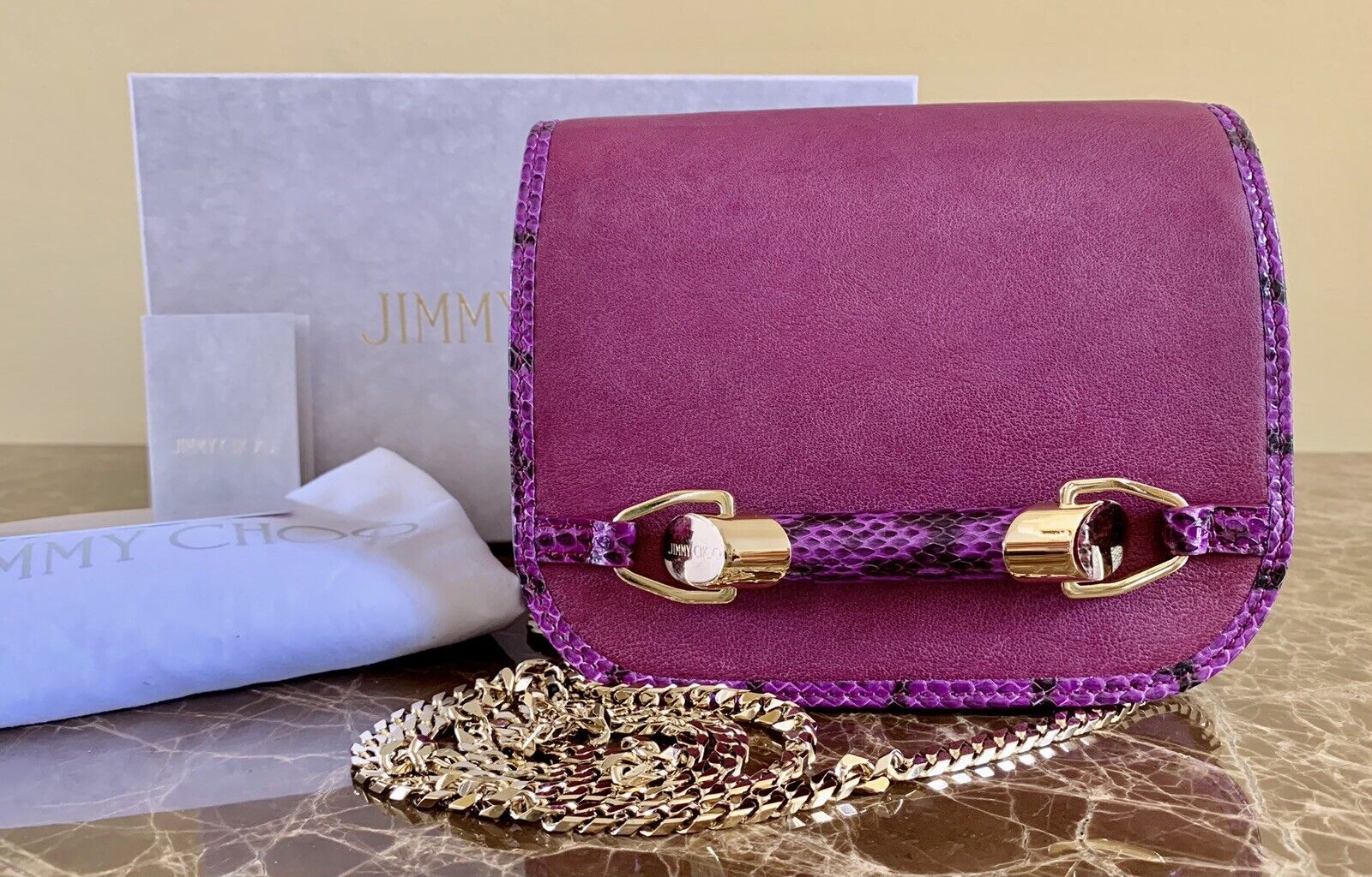 Jimmy Choo Purple Zadie Leather Crossbody Gold Ch… - image 3