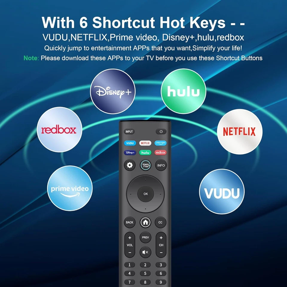 Replacement Remote for VIZIO All LED LCD HD 4K UHD HDR Smartcast 3D Smart TVs - Image 3 of 4