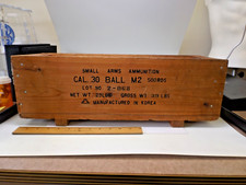 Caja de madera munición brazos pequeños bola calibre 30 vintage sin tapa hombre cueva o escritorio