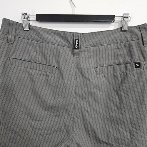 Hurley Mens Chino Shorts W34 Grey Pinstripe Polyester Viscose Blend Lightweight - Picture 6 of 11