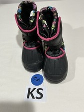 Girls Athletech Size 4 Snow Boots Black Pink Stk 761