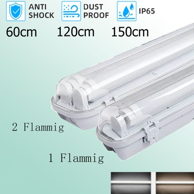 LED Feuchtraumleuchte Wannenleuchte Leuchte 60/120/150cm inkl. T8 Röhre IP65