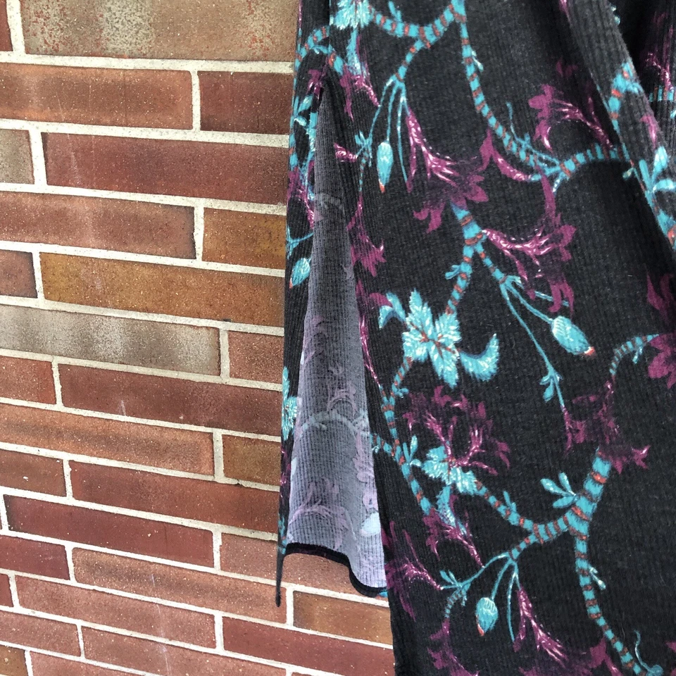 Chaleco Lularoe Gris Azul Púrpura Floral Frente Abierto Para Mujer Talla M A3493 Foto 2 de 4