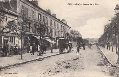 Alte AK OISE CREIL Avenue de la Gare Ed Chalbrettte geschrieben 1918