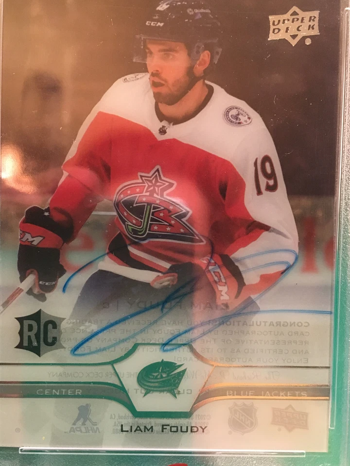 Two 2020-2021 Liam Foudy Clear Cut Auto Rookie Cards - Image 3 of 4