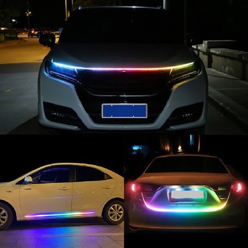 Dynamic Scan Start Up Hoodbeam Kit Flexible Car Hood LED Strip Lights 150CM US - Picture 3 of 12