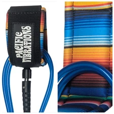 6' Pacific Vibrations Surfboard Ankle 7mm leash 6ft Blue Cord double swivel  