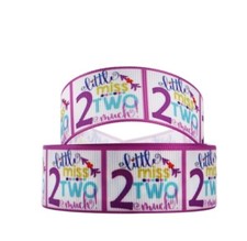 1 INCH GROSGRAIN RIBBON Hair Bow Supplies 2nd birthday little Miss 2 much