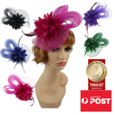 Women's Fashion Fascinators Spring Races Melbourne Cup Mesh and Feathered Flower